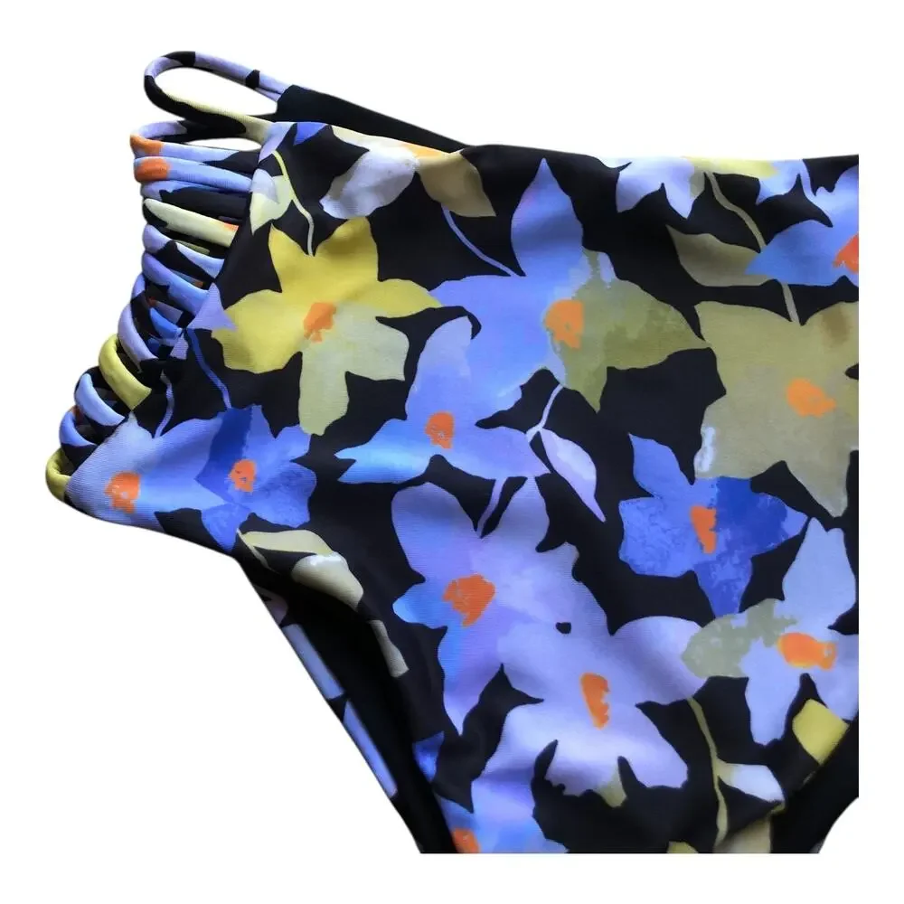 L Space Monica Wise Harrington Bitsy Cut Floral Bikini Bottom Women's Small NWT